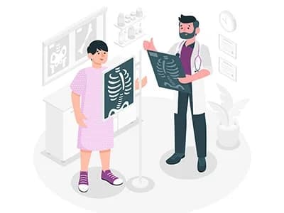 Radiologist with patient